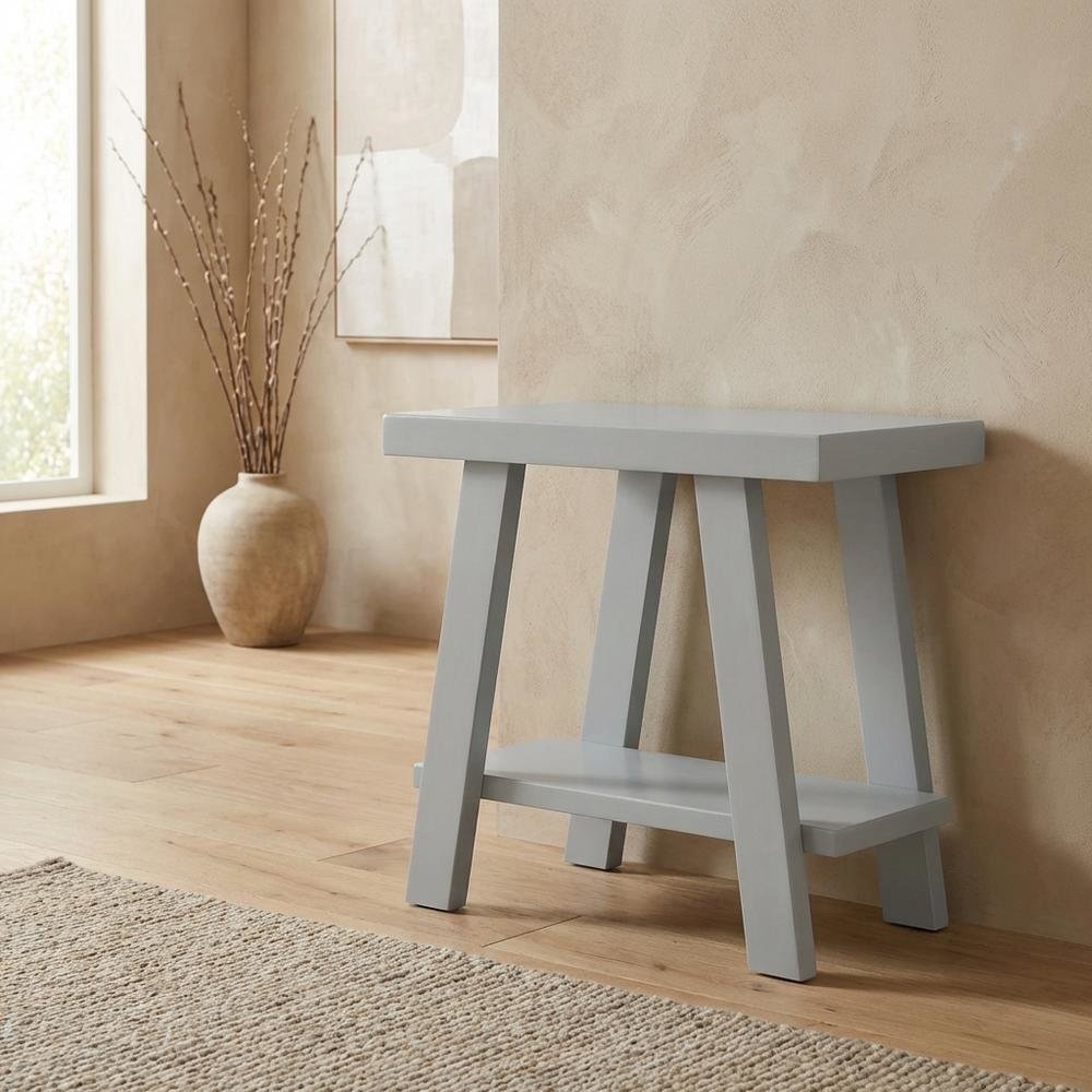 Grey, Side Table, Open Shelf, Quality Build, Durable Wood Frame