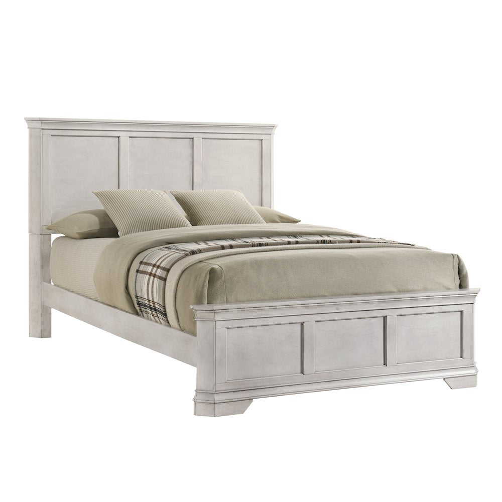 Maderne Wood Panel Bed, King, Antique White Finish