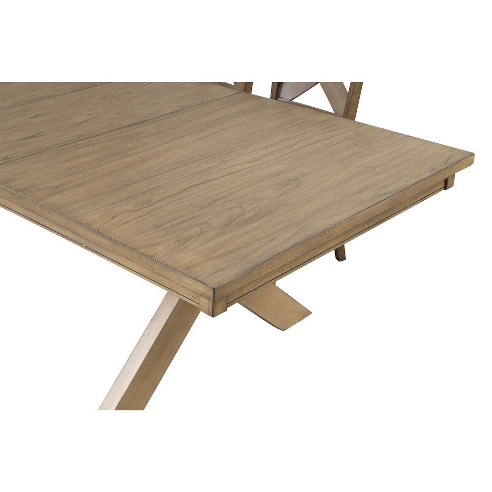 Raven Wood Trestle Extendable Dining Table with Leaf, Glazed Pine Brown
