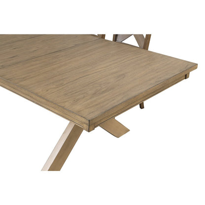 Raven Wood Trestle Extendable Dining Table with Leaf, Glazed Pine Brown