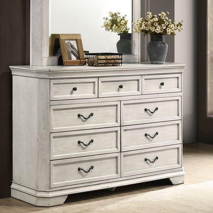 Maderne Wood Panel Bed with Dresser, Mirror, Nightstand, King