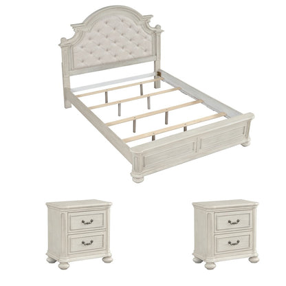 Nelson French Traditional 3-Piece Bedroom Set, Antique White, King