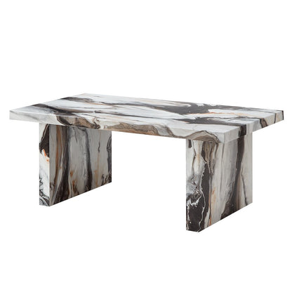 Cavira Modern Faux Marble Living Room Coffee Table, Off-white