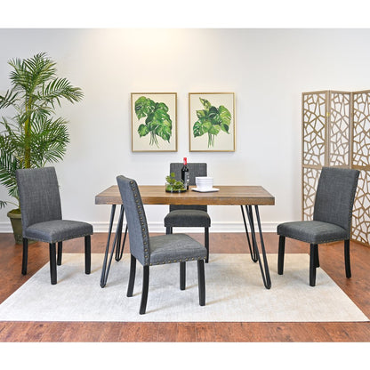 Amisos 6-Pc Dining Set, Hairpin Dining Table with 4 Chairs and Bench, Gray