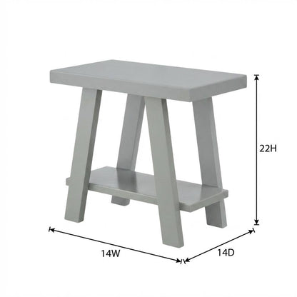 Grey, Side Table, Open Shelf, Quality Build, Durable Wood Frame