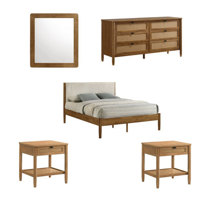 Vichy 5-Pc Bedroom Set with Queen Bed, Chest, Dresser, Mirror, 2 Nightstands