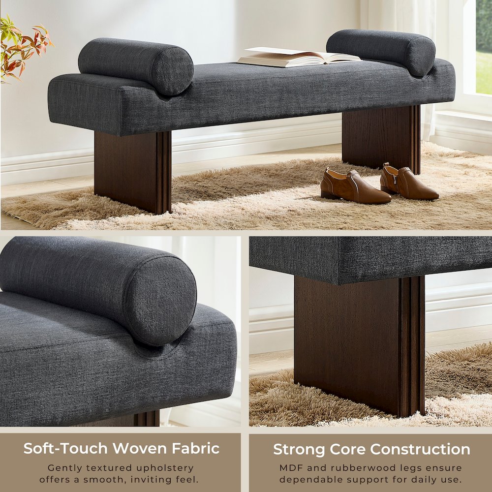 Brooke Contemporary Upholstered Bench, Black