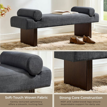 Brooke Contemporary Upholstered Bench, Black