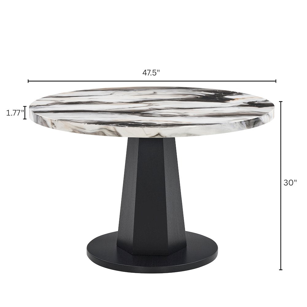 5-Piece Dining Set, Off-White Faux Marble Dining Table with Four Chairs, Yellow