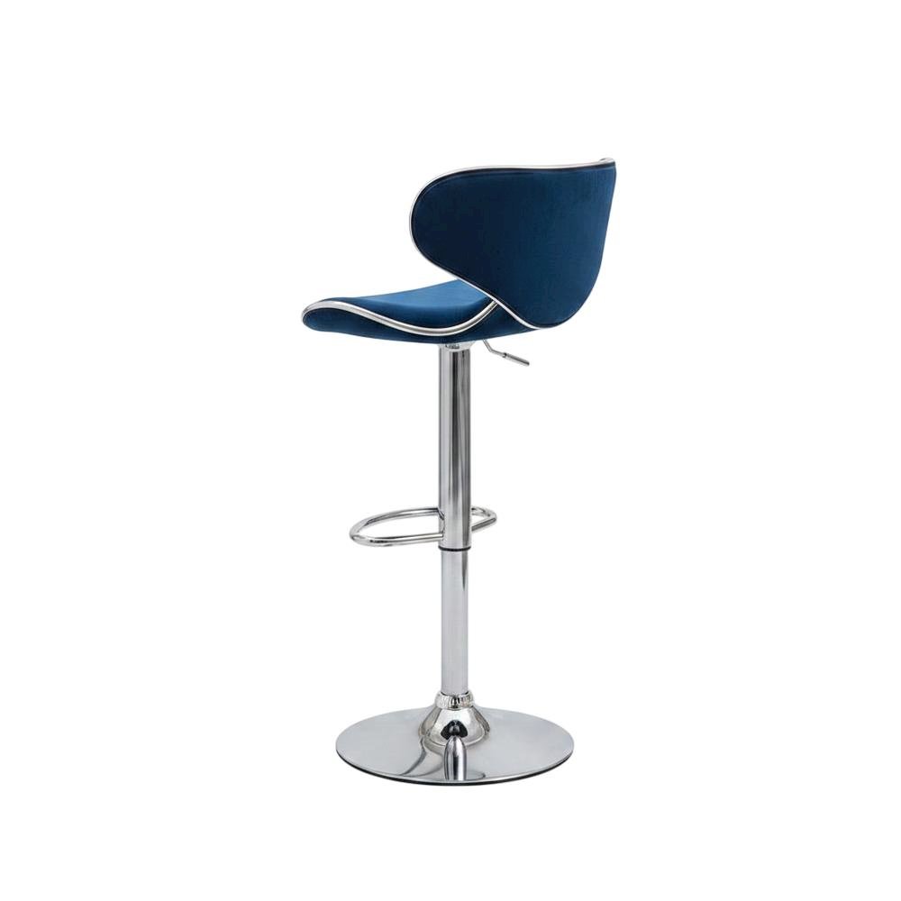 Blue Velvet Upholstered Adjustable Swivel Barstool, Set of 2 with Modern Design