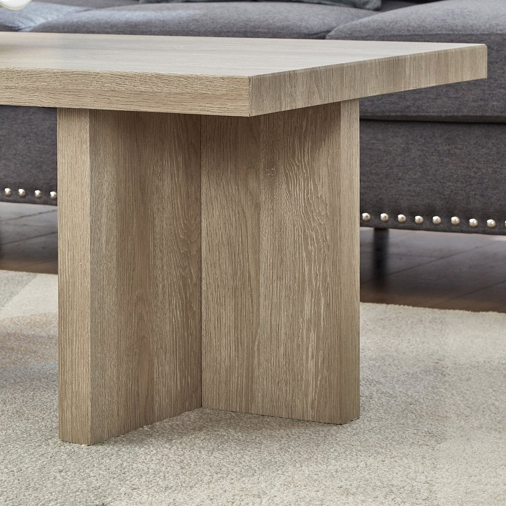 Mchome Contemporary Coffee Table, Oak Finish