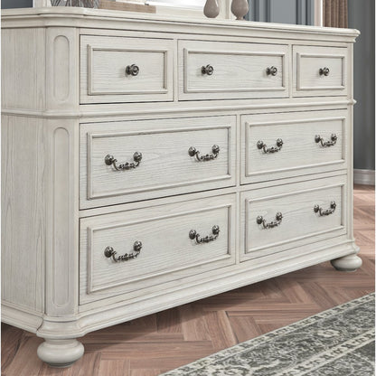 Nelson French Traditional 5-Piece Bedroom Set, Antique White, King