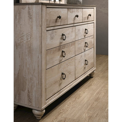 Imerland Contemporary White Wash Finish Patched Wood Top 7-drawer Dresser