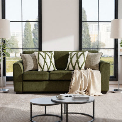 Marvella Living Room Sofa and Loveseat Set, Chenille Upholstery, Accent Pillows