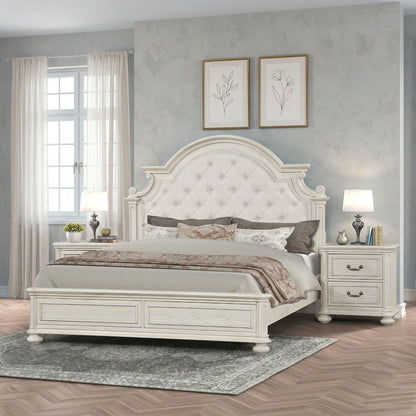 Nelson French Traditional 3-Piece Bedroom Set, Antique White, King