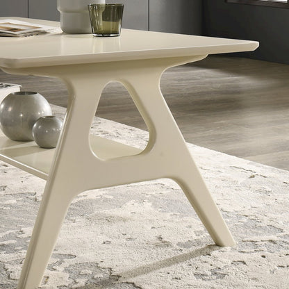 Arona Mid-Century Modern Wood Shelf End Table, Off-White Finish