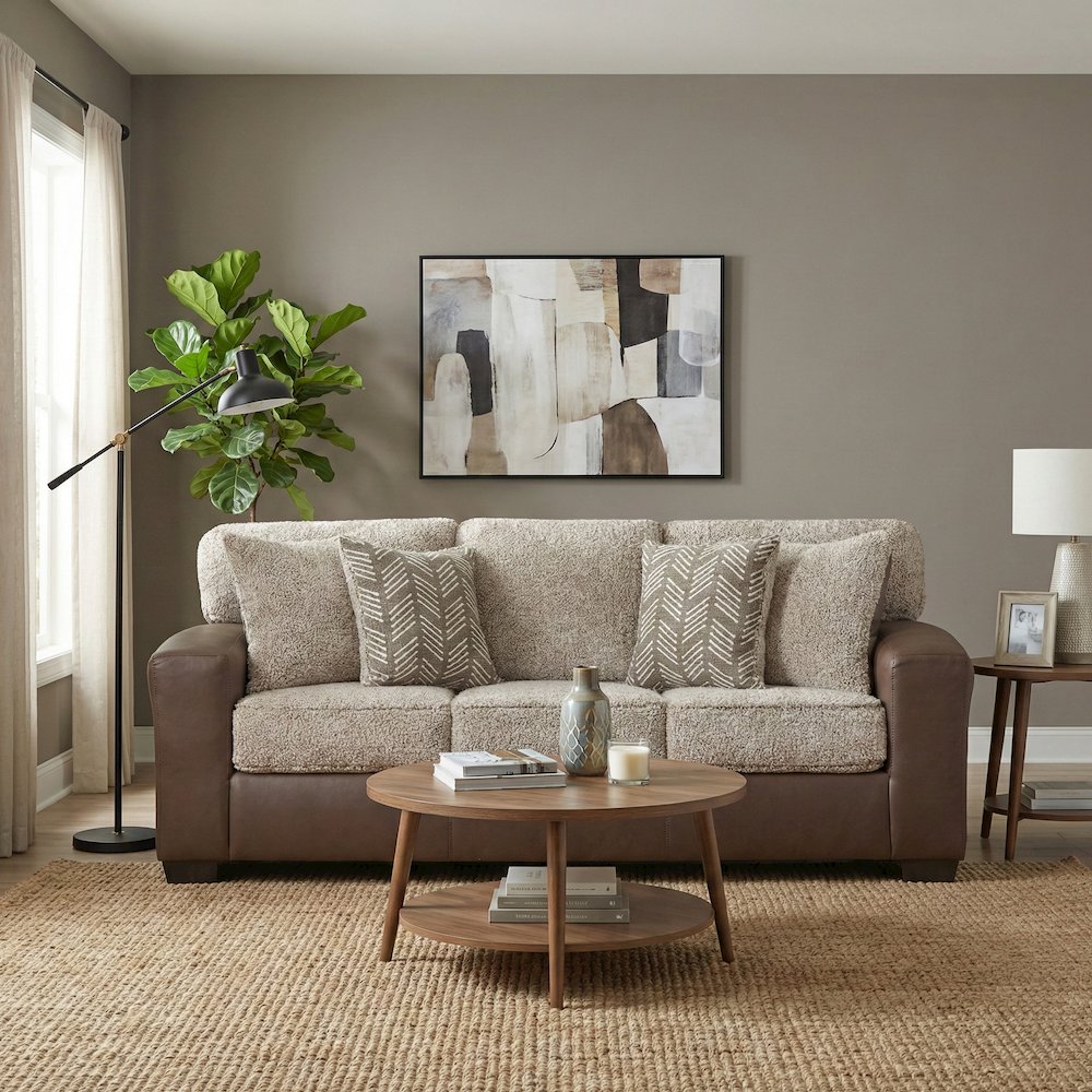 Marvella 2-Piece Living Room Sofa and Loveseat Set, Chocolate Faux Leather