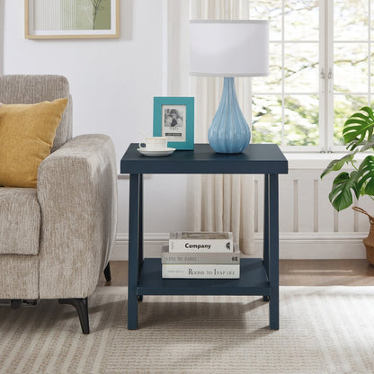 Athens Contemporary Wood Shelf End Table in Navy Blue