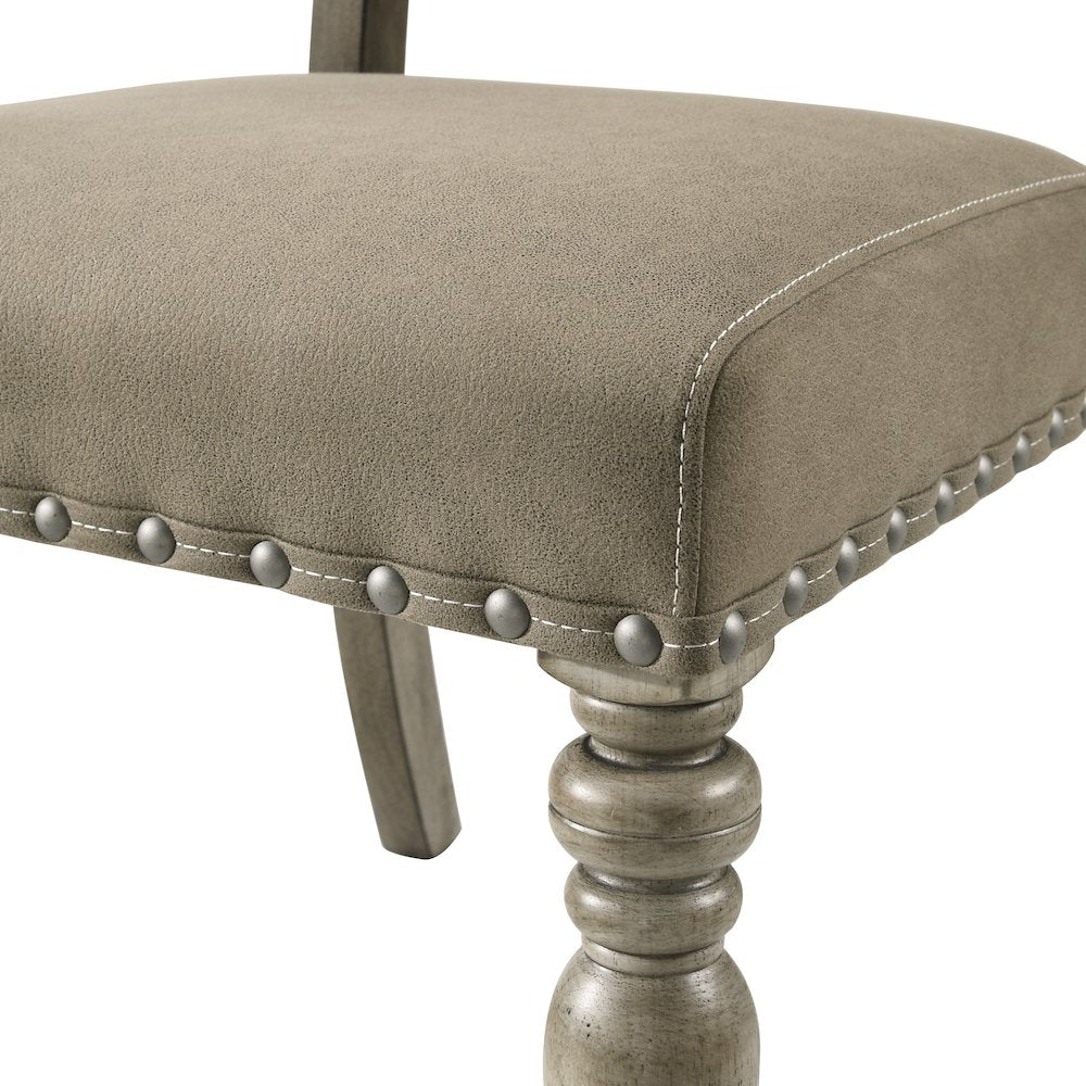 Birmingham 7-Piece Extendable Table with Nailhead Chairs Dining Set, Driftwood