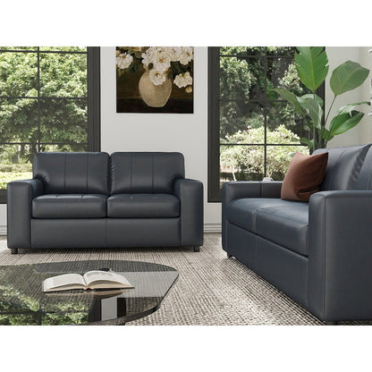 Sakan Leather 3-Pc Living Room Set, Sofa Loveseat and Chair, Blue