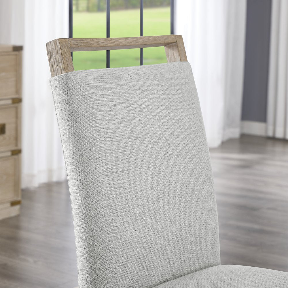 ZelalleUpholstered Dining Chairs,Light Gray Fabric with Rubberwood Legs,Set of 2