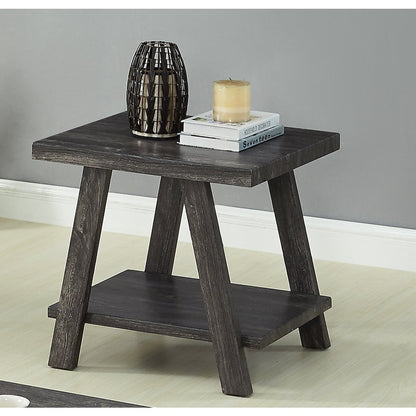 Athens Contemporary Replicated Wood Shelf End Table in Charcoal Finish
