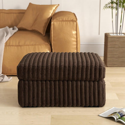 Solenne Oversized Ottoman with Jumbo Corduroy Upholstery, Chocolate