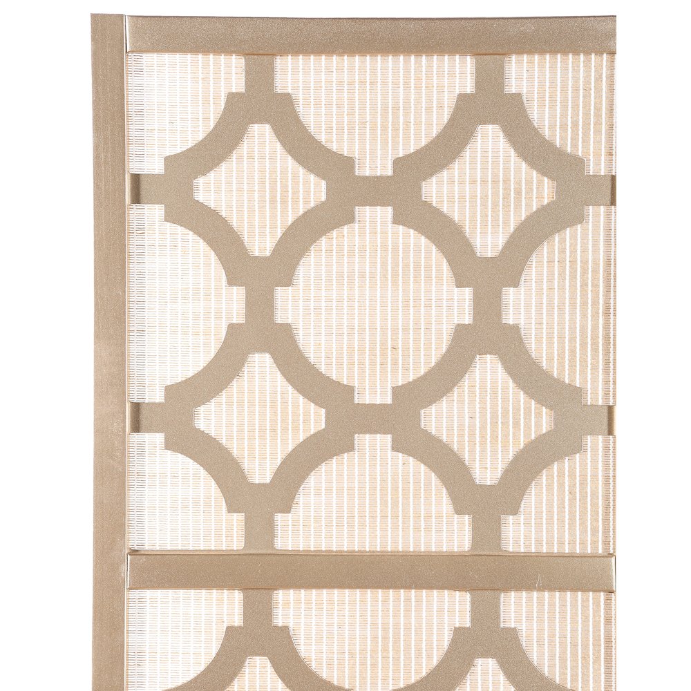 Quarterfoil infused Diamond Design 4-Panel Room Divider, Gold