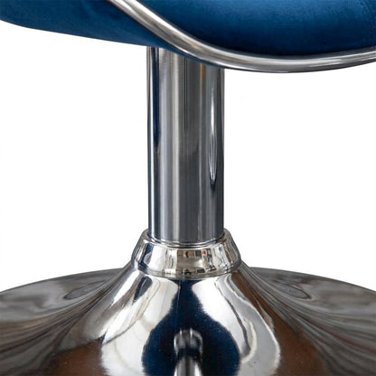 Blue Velvet Upholstered Adjustable Swivel Barstool, Set of 2 with Modern Design