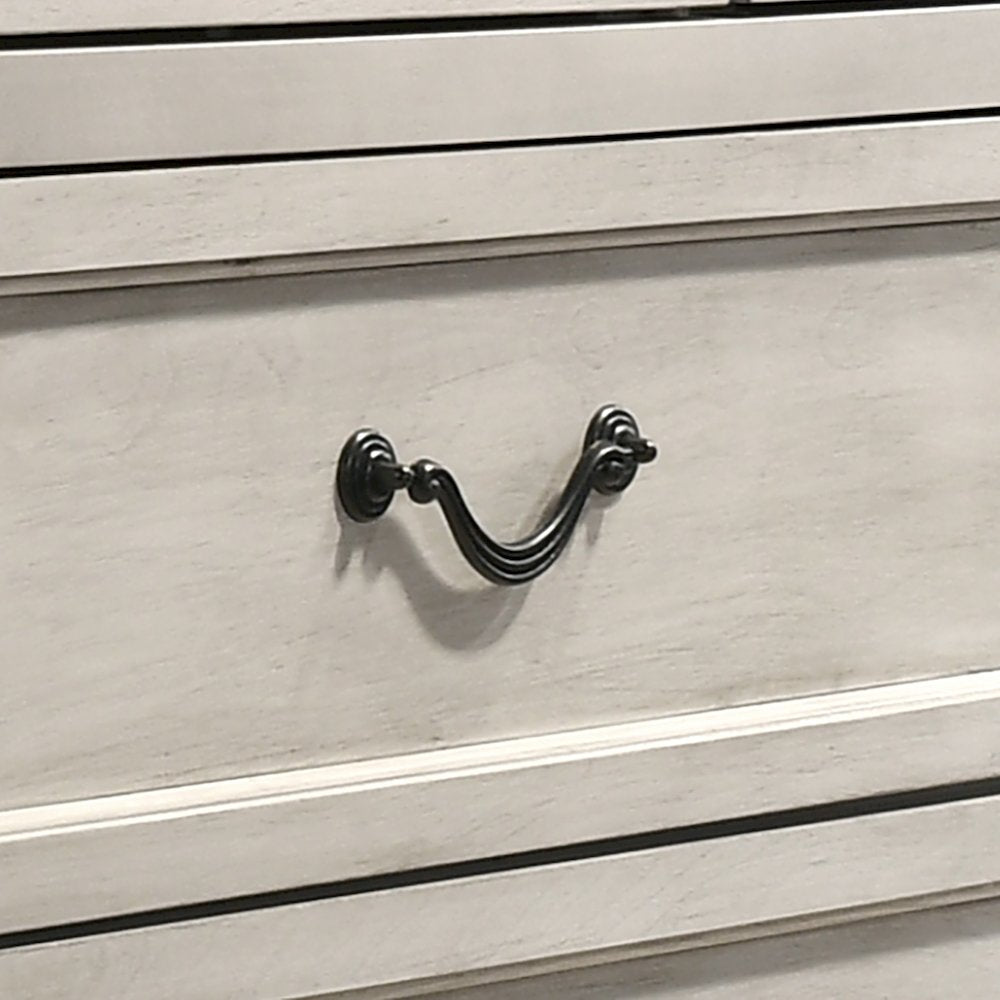 Maderne Wood 3-Drawer Nightstand, Antique White Finish