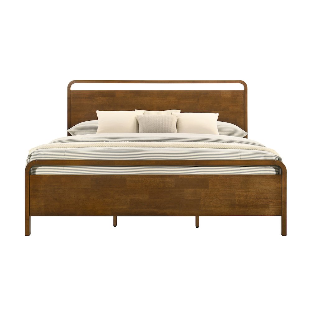 Eldren Wood Bedroom Set, King Platform Bed Dresser, Mirror Two Nightstands,Chest