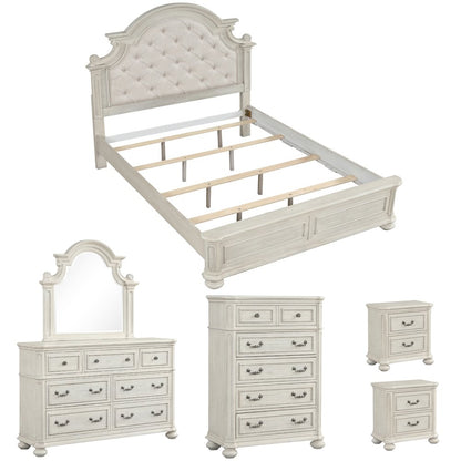 Nelson French Traditional 6-Piece Bedroom Set, Antique White, King