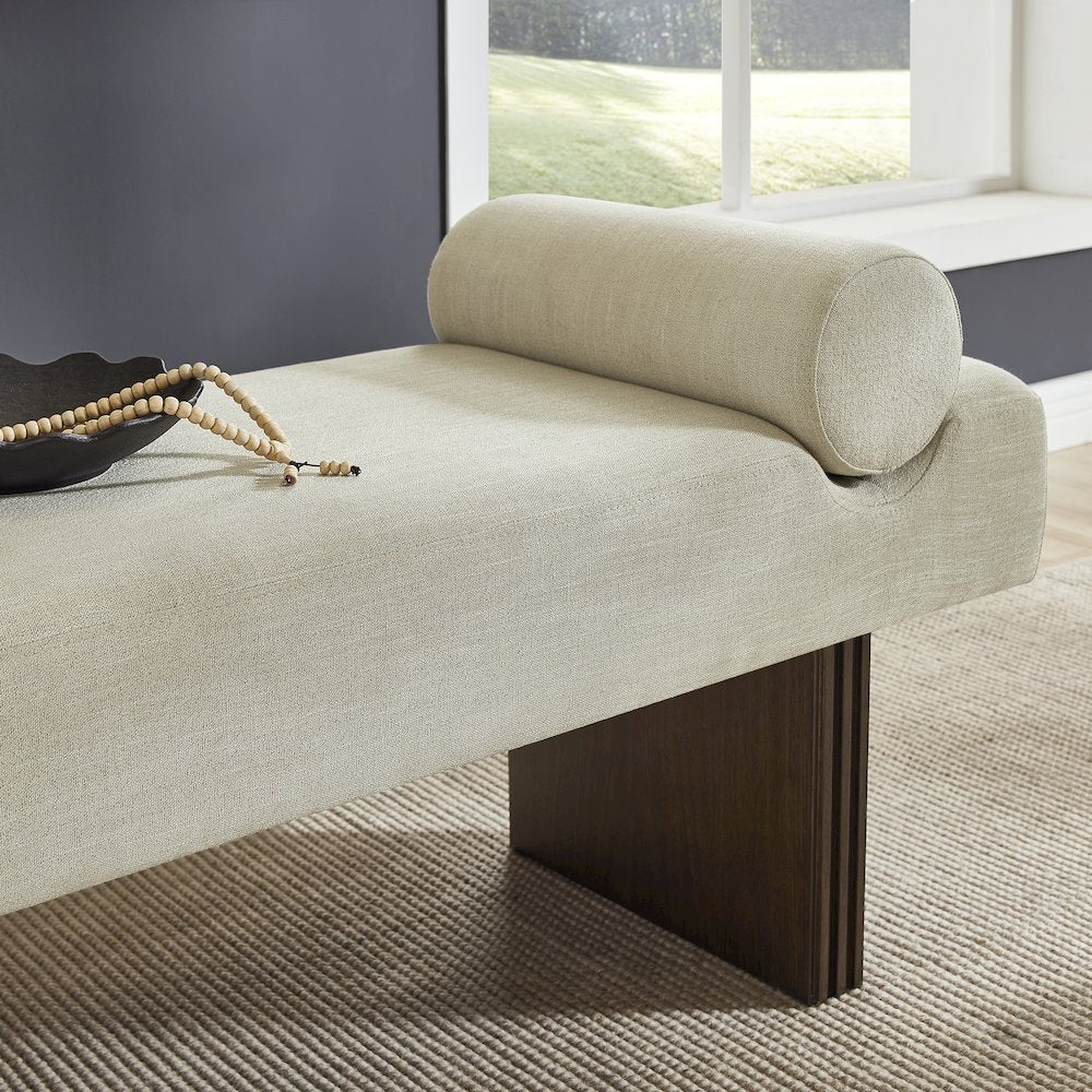 Brooke Contemporary Upholstered Bench, Beige