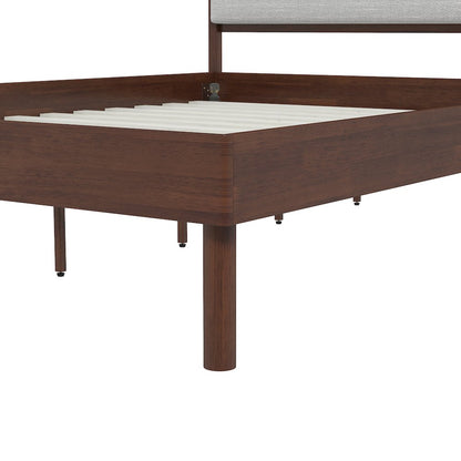 Wyller Rubberwood Platform Bed, Natural Walnut Finish, Queen