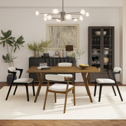 Lavin Modern 5-Piece Dining Set, Dining Table with 2 Walnut and 2 Black Chairs