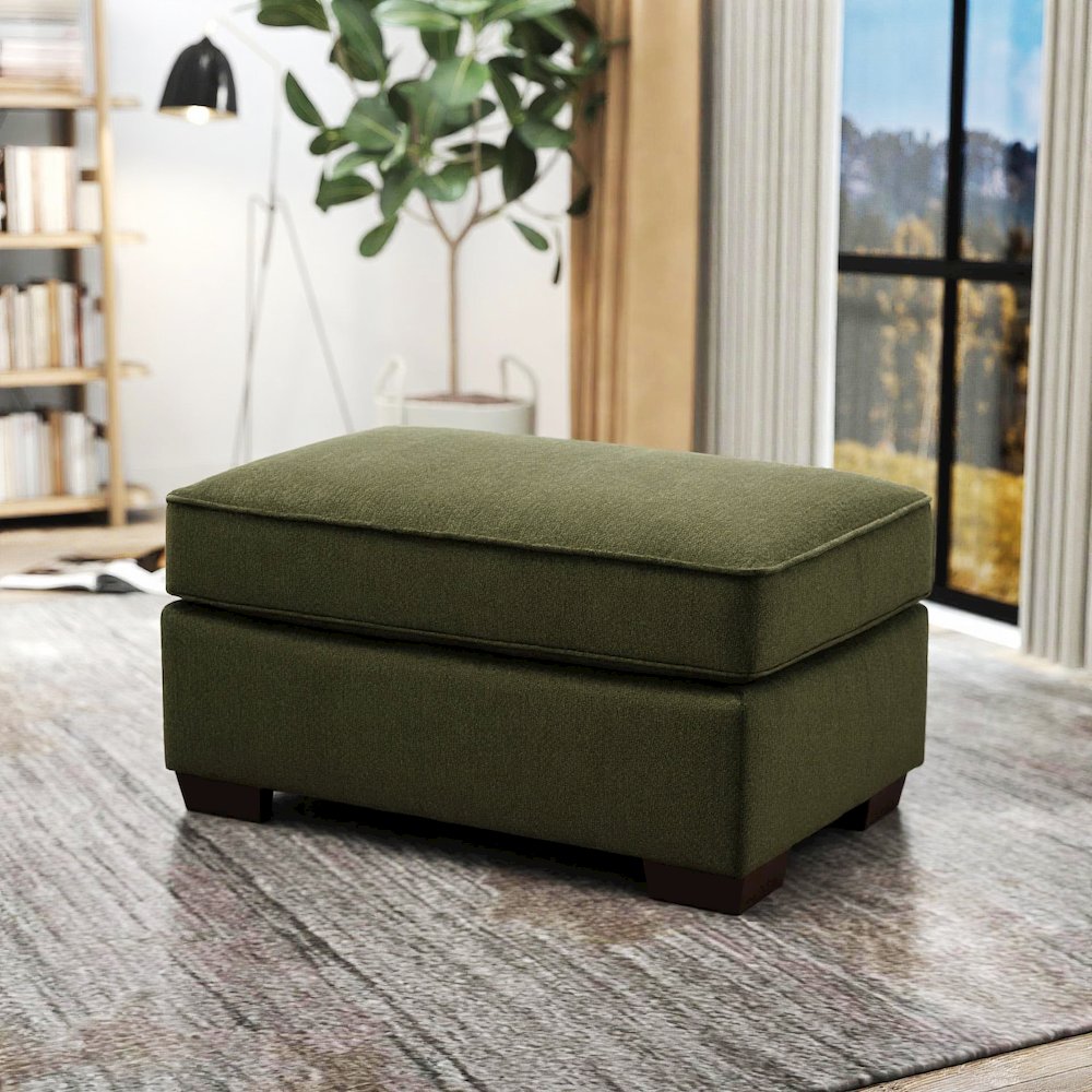 Marvella Living Room Ottoman with Mosswood Chenille Upholstery