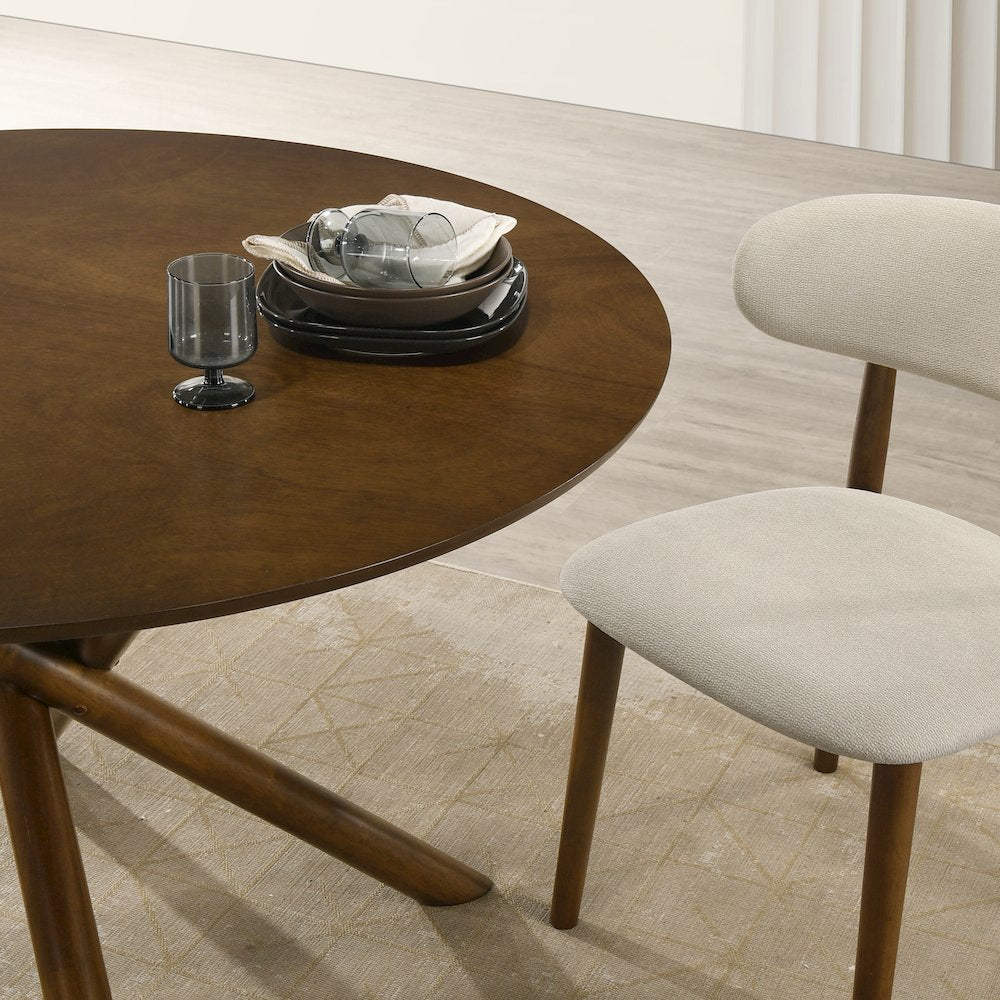 Arnott Round Dining Table, Walnut Finish