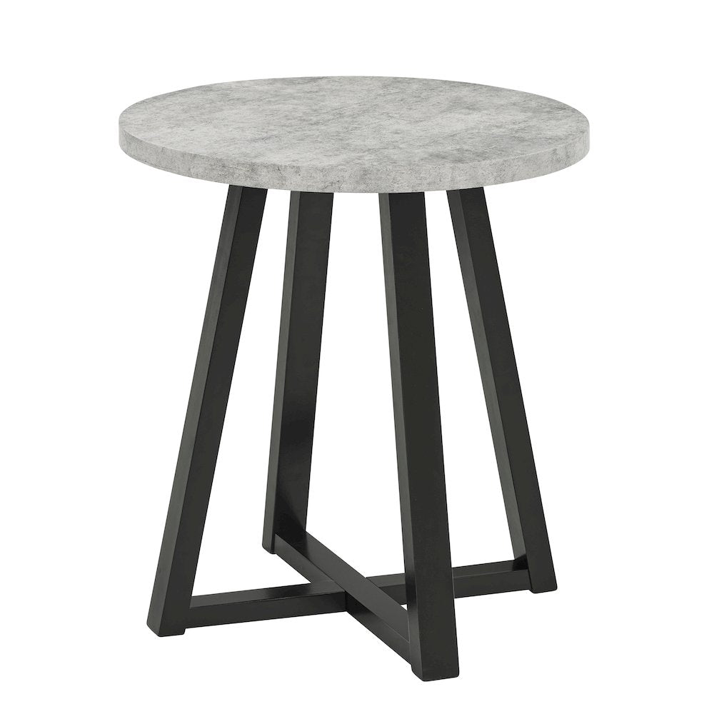 Modern Harmony Wood Round End Table, Gray