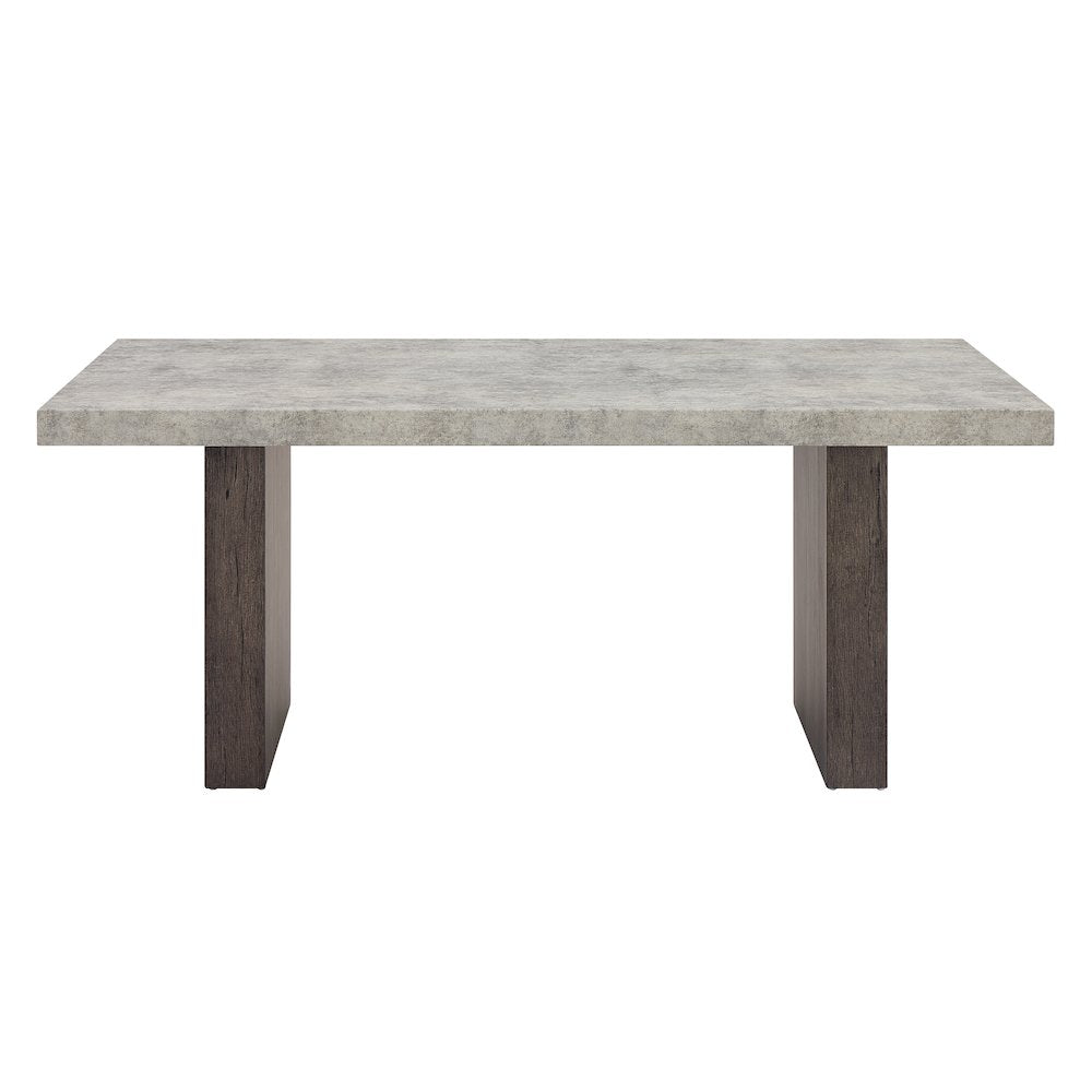 Sorlen 5-Piece Dining Set, 3D Faux Concrete Table with 4 Chocolate Fabric Chairs