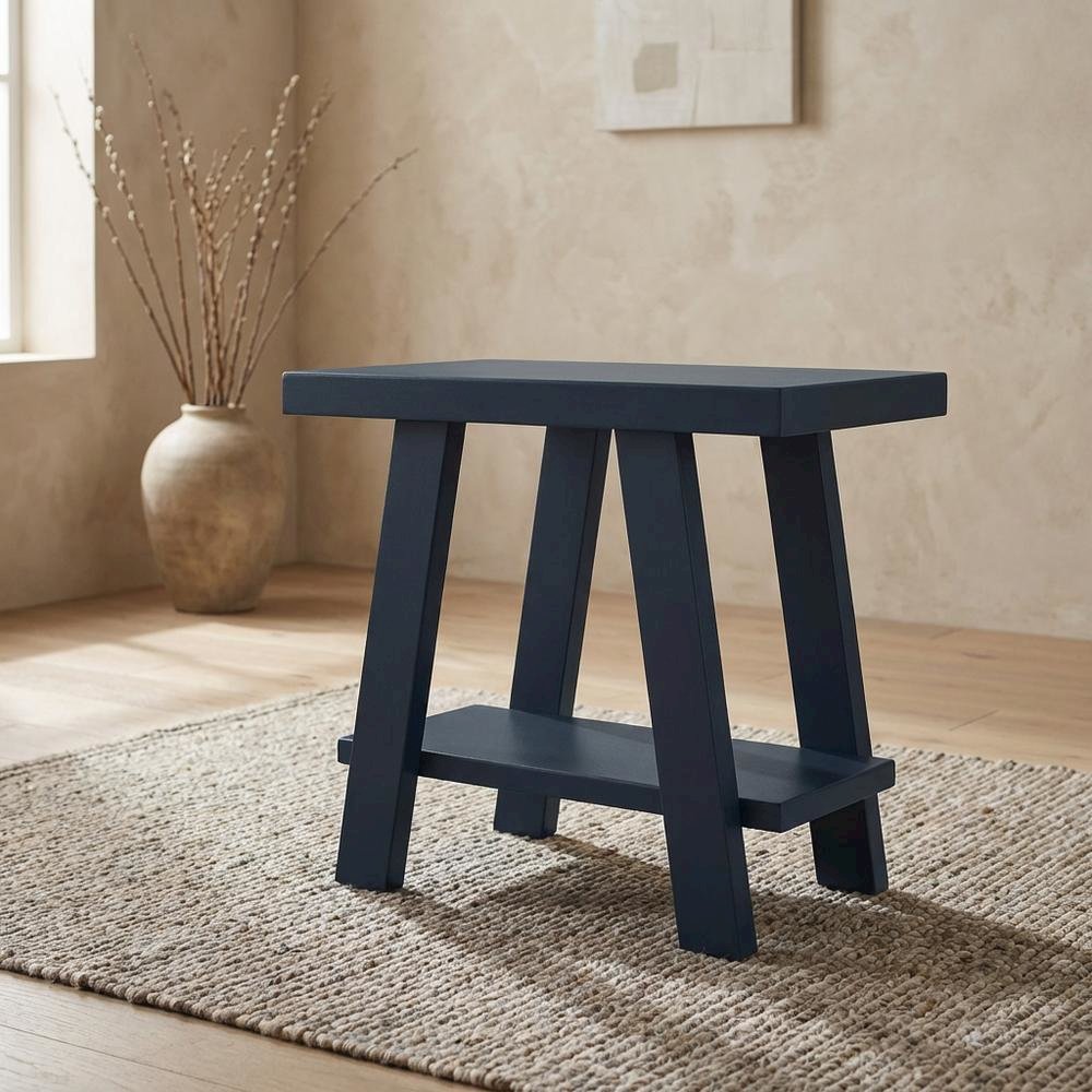 Navy Blue, Side Table, Open Shelf, Quality Build, Durable Wood Frame