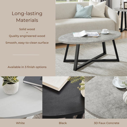 Modern Harmony Wood Oval Coffee Table, Gray