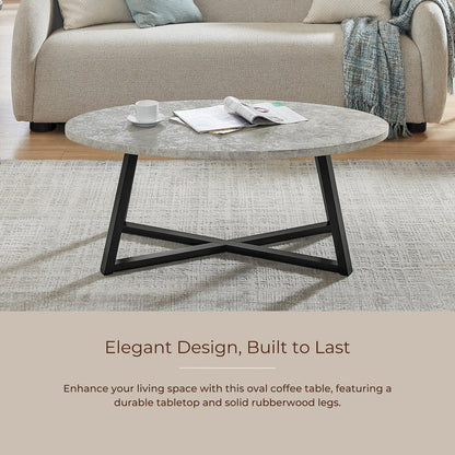 Modern Harmony Wood Oval Coffee Table, Gray