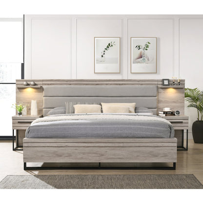 Wallbed Bed, Dresser, Mirror, Chest, and 2 Nightstands, Weathered Gray, King