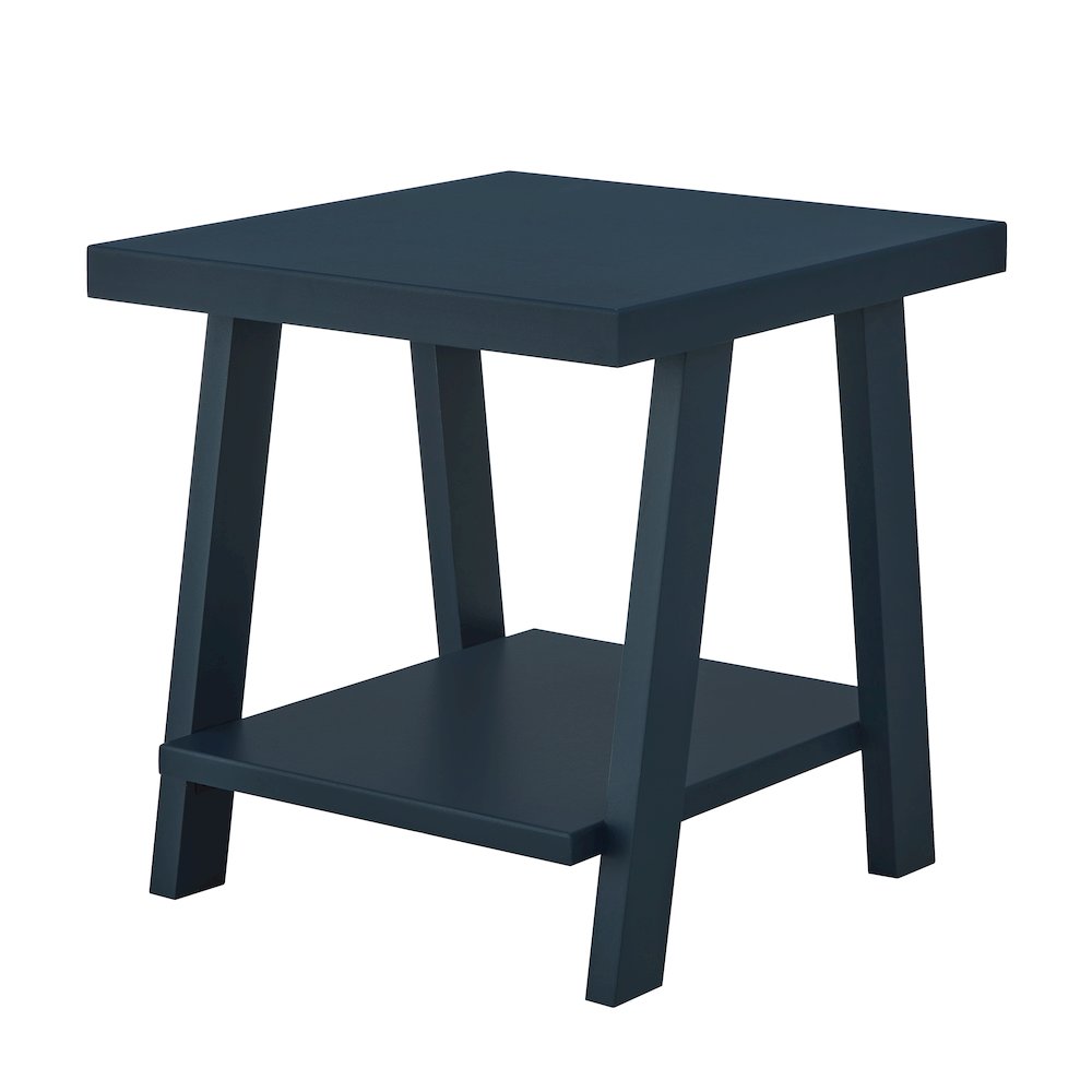 Athens Contemporary Wood Shelf End Table in Navy Blue