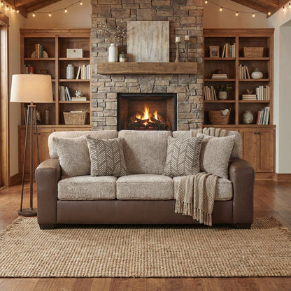 Marvella 2-Piece Living Room Sofa and Loveseat Set, Chocolate Faux Leather