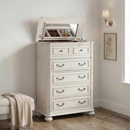 Nelson French Traditional 6-Piece Bedroom Set, Antique White, King