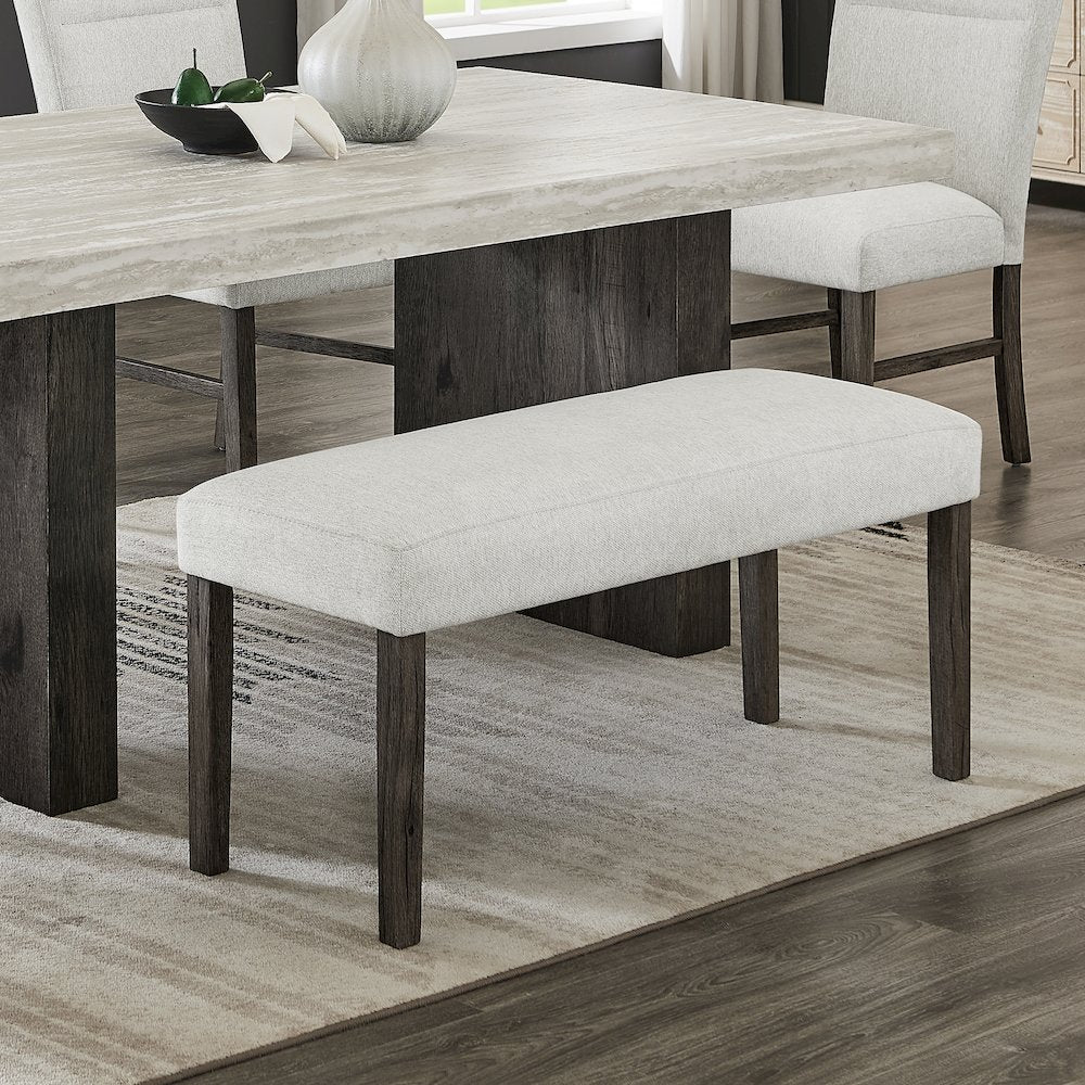 Sorlen Contemporary Upholstered Dining Bench, Gray