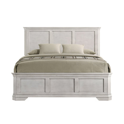 Maderne Wood Panel Bed, King, Antique White Finish