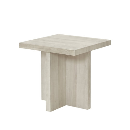 Mchome Square End Table, Nightstand, White Finish