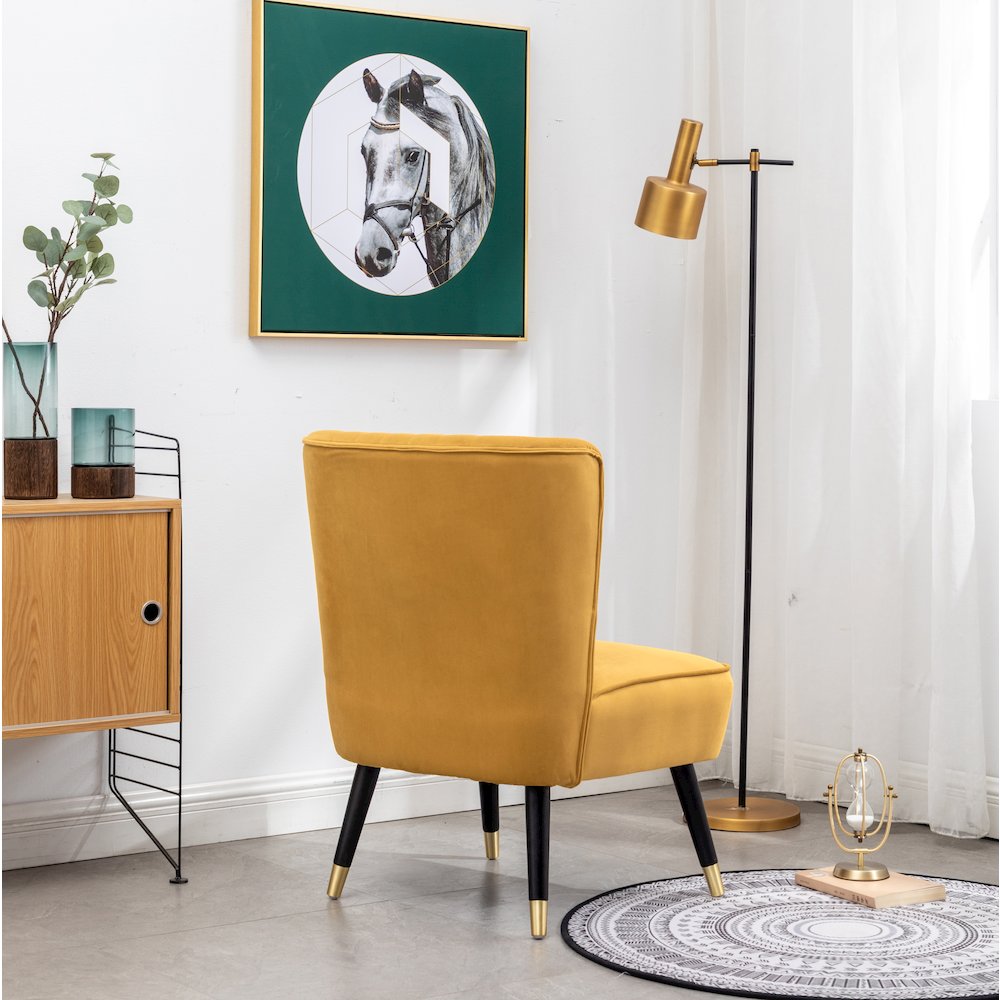 Elon Contemporary Velvet Upholstered Accent Chair, Gold